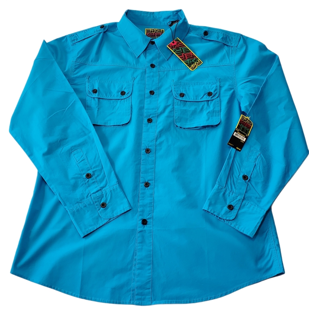 Mens Long Sleeve Turquoise Button Down NWT SZ XXL